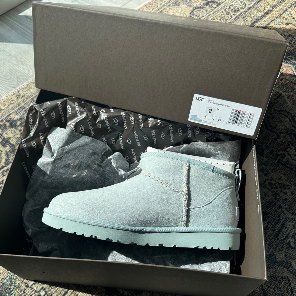 Ugg x MadHappy snow blue ankle boots